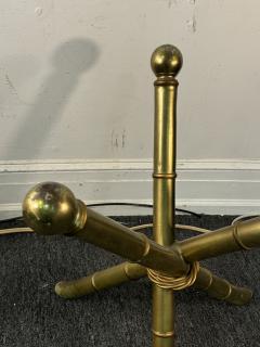 MID CENTURY GOLDTONE METAL BAMBOO DESIGN TRIPOD TABLES - 3960600