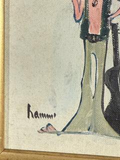 MID CENTURY HIPPY CLOWN WITH GUITAR PAINTING - 4323770