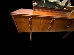 MID CENTURY ILLUMINATED SIX DRAWER WALNUT VANITY WITH SIDE PULL OUT MIRRORS - 4485558