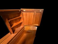 MID CENTURY ILLUMINATED SIX DRAWER WALNUT VANITY WITH SIDE PULL OUT MIRRORS - 4485559