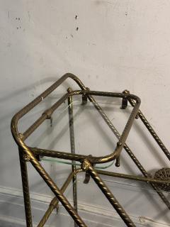 MID CENTURY ITALIAN BRASS AND GLASS TRIPLE TIER BAR CART - 4251404