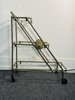 MID CENTURY ITALIAN BRASS AND GLASS TRIPLE TIER BAR CART - 4251409