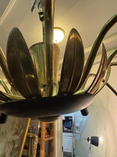 MID CENTURY ITALIAN BRASS BLACK FLOWER FORM 12 LIGHT SPUTNIK CHANDELIER - 4404106