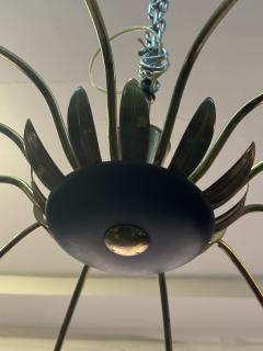 MID CENTURY ITALIAN BRASS BLACK FLOWER FORM 12 LIGHT SPUTNIK CHANDELIER - 4404107