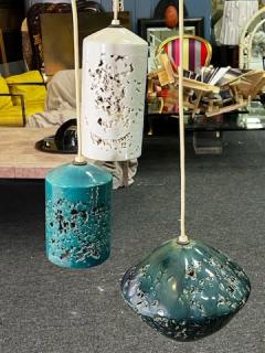 MID CENTURY ITALIAN CERAMIC THREE PENDANT CHANDELIER - 2858659