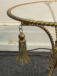 MID CENTURY ITALIAN GILT METAL ROPE AND TASSLE THREE LEGGED SIDE TABLE - 4156685