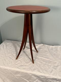 MID CENTURY ITALIAN LEATHER TOP AND SPLAYED WOOD TABLE - 4276157
