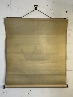 MID CENTURY JAPANESE RICE PAPER SCROLL OF A BOAT BUOY - 4637252