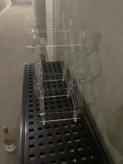 MID CENTURY LUCITE WINE RACK 8 BOTTLE - 3892667