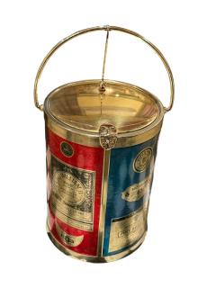 MID CENTURY METALLIC MUTI COLORED GOLDTONE MARTINI ROSSI ICE BUCKET - 4557648