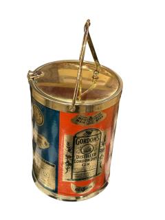 MID CENTURY METALLIC MUTI COLORED GOLDTONE MARTINI ROSSI ICE BUCKET - 4557649