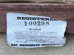 MID CENTURY MODERNIST ABSTRACT PAINTING IN CERUSED OAK FRAME - 3593312