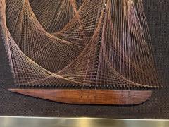 MID CENTURY MODERNIST COPPER STRING ART SAILBOAT WALL SCULPTURE - 4281344