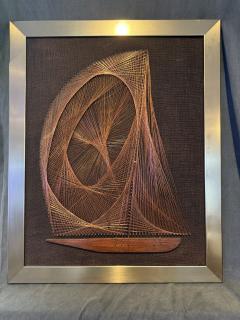 MID CENTURY MODERNIST COPPER STRING ART SAILBOAT WALL SCULPTURE - 4281345