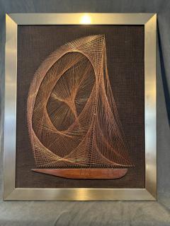 MID CENTURY MODERNIST COPPER STRING ART SAILBOAT WALL SCULPTURE - 4281346