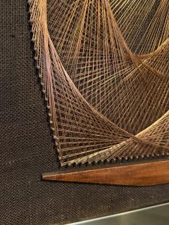 MID CENTURY MODERNIST COPPER STRING ART SAILBOAT WALL SCULPTURE - 4281350