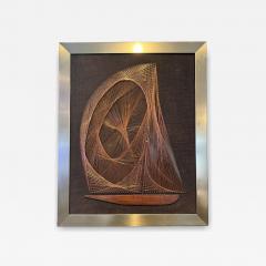 MID CENTURY MODERNIST COPPER STRING ART SAILBOAT WALL SCULPTURE - 4281413