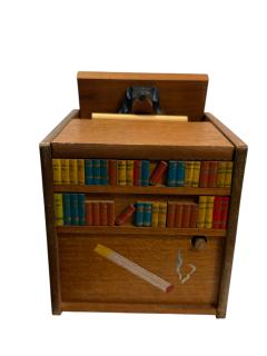 MID CENTURY MUSICAL PAINTED WOOD DOG RETRIEVING CIGARETTE BOXES - 4523963