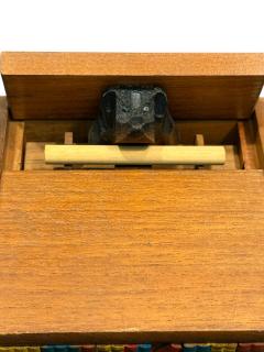 MID CENTURY MUSICAL PAINTED WOOD DOG RETRIEVING CIGARETTE BOXES - 4523965