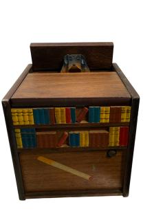 MID CENTURY MUSICAL PAINTED WOOD DOG RETRIEVING CIGARETTE BOXES - 4523972