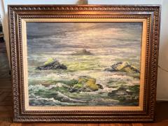 MID CENTURY OCEAN WAVES BREAK PAINTING - 2882534