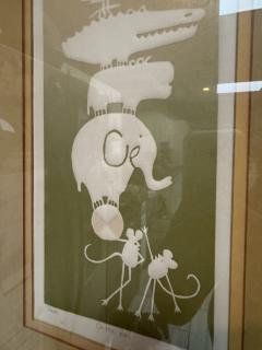 MID CENTURY ON THE BALL STYLIZED ANIMAL LITHOGRAPH BY MAR - 4281373