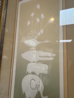MID CENTURY ON THE BALL STYLIZED ANIMAL LITHOGRAPH BY MAR - 4281374
