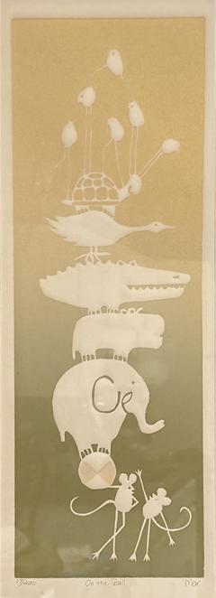MID CENTURY ON THE BALL STYLIZED ANIMAL LITHOGRAPH BY MAR - 4281425
