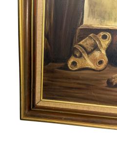 MID CENTURY PAINTING OF HORSES WINDOW MOONSHINE JUG WITH EAR OF CORN - 4649180