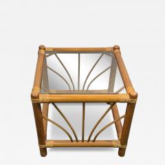 MID CENTURY PAIR OF BAMBOO RATTAN AND GLASS END TABLES - 4288163