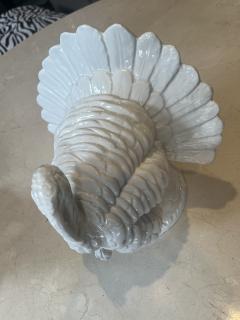 MID CENTURY PAIR OF ITALIAN BLANC DE CHINE CERAMIC MALE AND FEMALE TURKEYS - 3745539