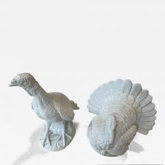 MID CENTURY PAIR OF ITALIAN BLANC DE CHINE CERAMIC MALE AND FEMALE TURKEYS - 3746702