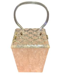 MID CENTURY PALE PINK LUCITE HANDBAG - 4565379