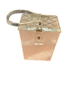 MID CENTURY PALE PINK LUCITE HANDBAG - 4565380