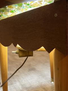 MID CENTURY QUARTZ AND SHELL ILLUMINATED RESIN TOP TABLE - 2992799