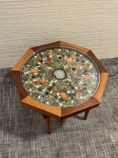 MID CENTURY QUARTZ AND SHELL ILLUMINATED RESIN TOP TABLE - 2992804