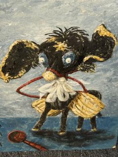 MID CENTURY RAFFIA DONKEY FIGURE PAINTING SIGNED M SMITH - 4503371