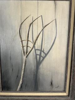 MID CENTURY RAKE CARVED FROM TREE WITH SHADOW PAINTING SIGNED ZOPH - 4503253