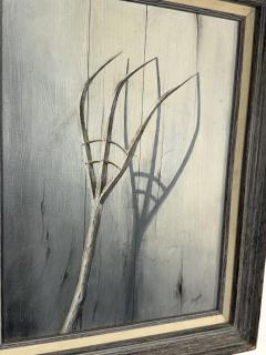 MID CENTURY RAKE CARVED FROM TREE WITH SHADOW PAINTING SIGNED ZOPH - 4503254