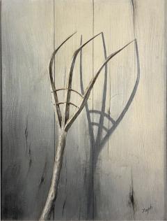 MID CENTURY RAKE CARVED FROM TREE WITH SHADOW PAINTING SIGNED ZOPH - 4504146