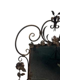 MID CENTURY SCROLLED FLOWER LEAVES METAL DECORATED FRAMED MIRROR - 4593045