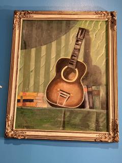 MID CENTURY STILL LIFE WITH GUITAR PAINTING SIGNED E GERBERG - 3043045