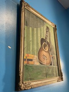 MID CENTURY STILL LIFE WITH GUITAR PAINTING SIGNED E GERBERG - 3043048