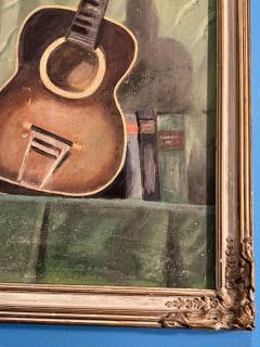 MID CENTURY STILL LIFE WITH GUITAR PAINTING SIGNED E GERBERG - 3043052