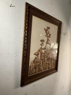 MID CENTURY SURREALIST WATERCOLOR WITH DESERT SANDSTONE STRUCTURES WITH BLUE EYE - 4494805