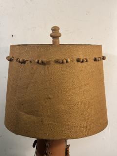 MID CENTURY TERRACOTTA TRIBAL LAMP WITH ORIGINAL CUSTOM SHADE - 4156738