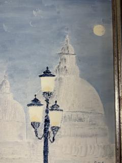 MID CENTURY THE BRONZE HORSES OF SAINT MARKS VENICE PAINTING - 4691239