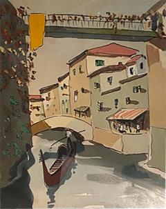 MID CENTURY VENICE SCENE WATERCOLOR SIGNED - 2459984