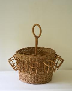 MId Century Woven Rattan Wine Basket - 2161546