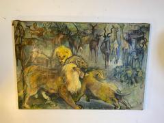 MODERN AFRICAN ANIMALS IN LANDSCAPE OIL PAINTING - 1656669